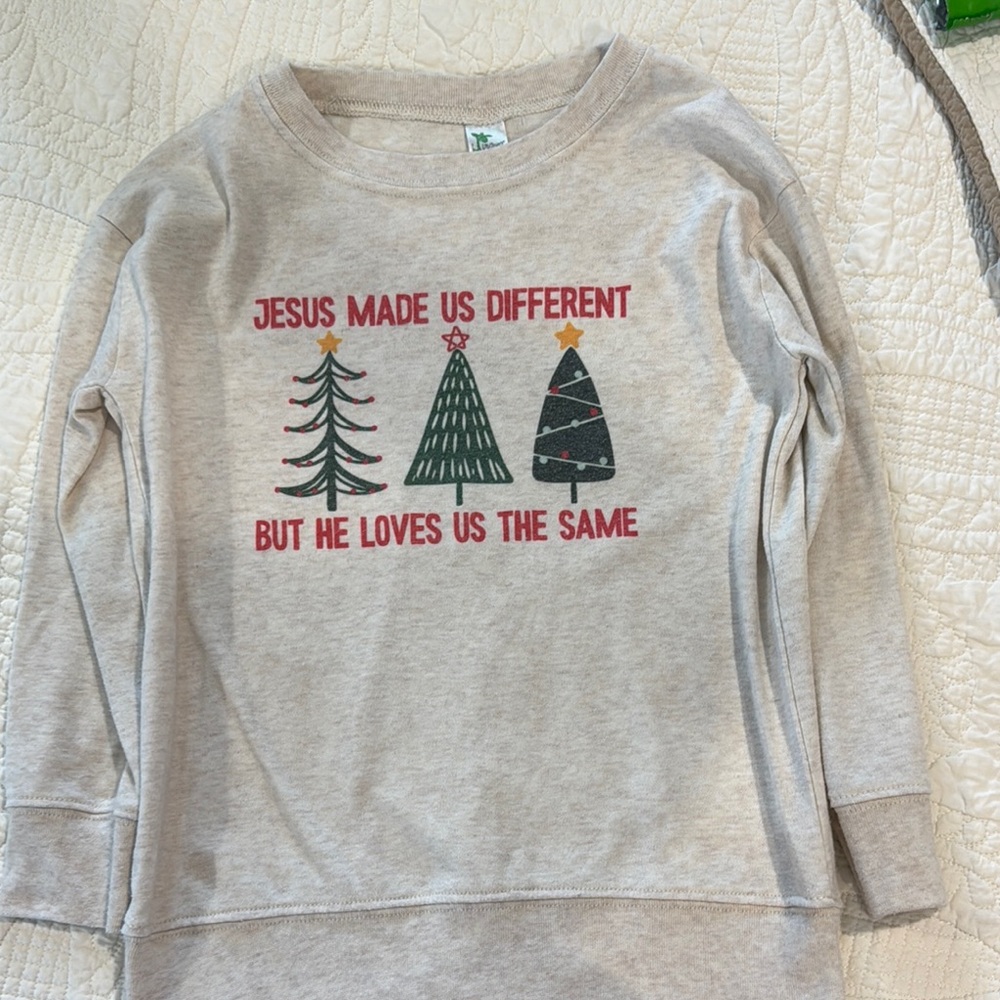 Gray and Red Crewneck Sweatshirt with Embroidered Text